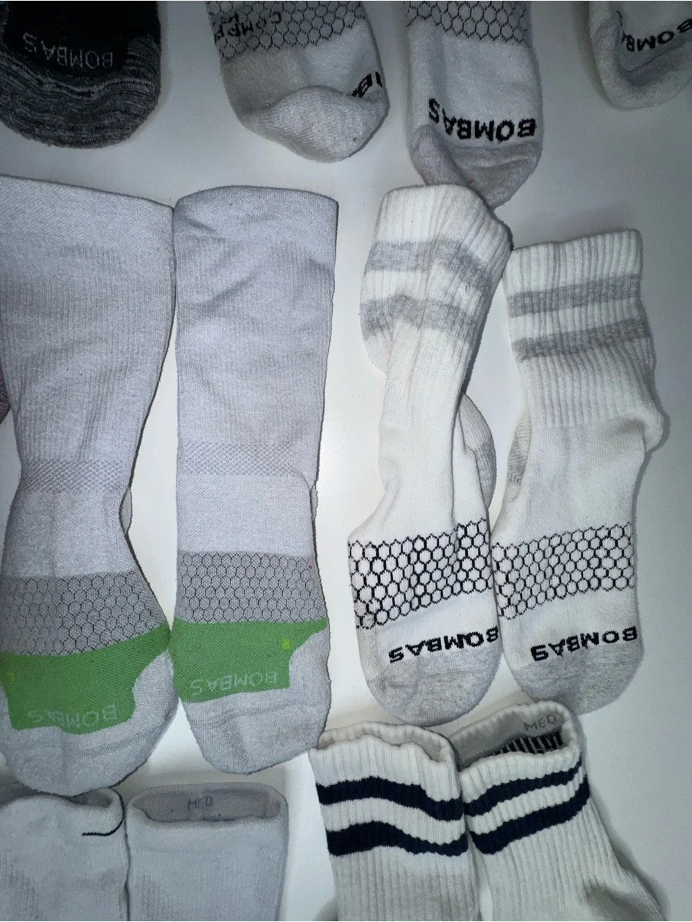 Lot of 10 Adult Medium Bombas Socks + 2 Non-Bombas Cable Knit Socks | Mixed